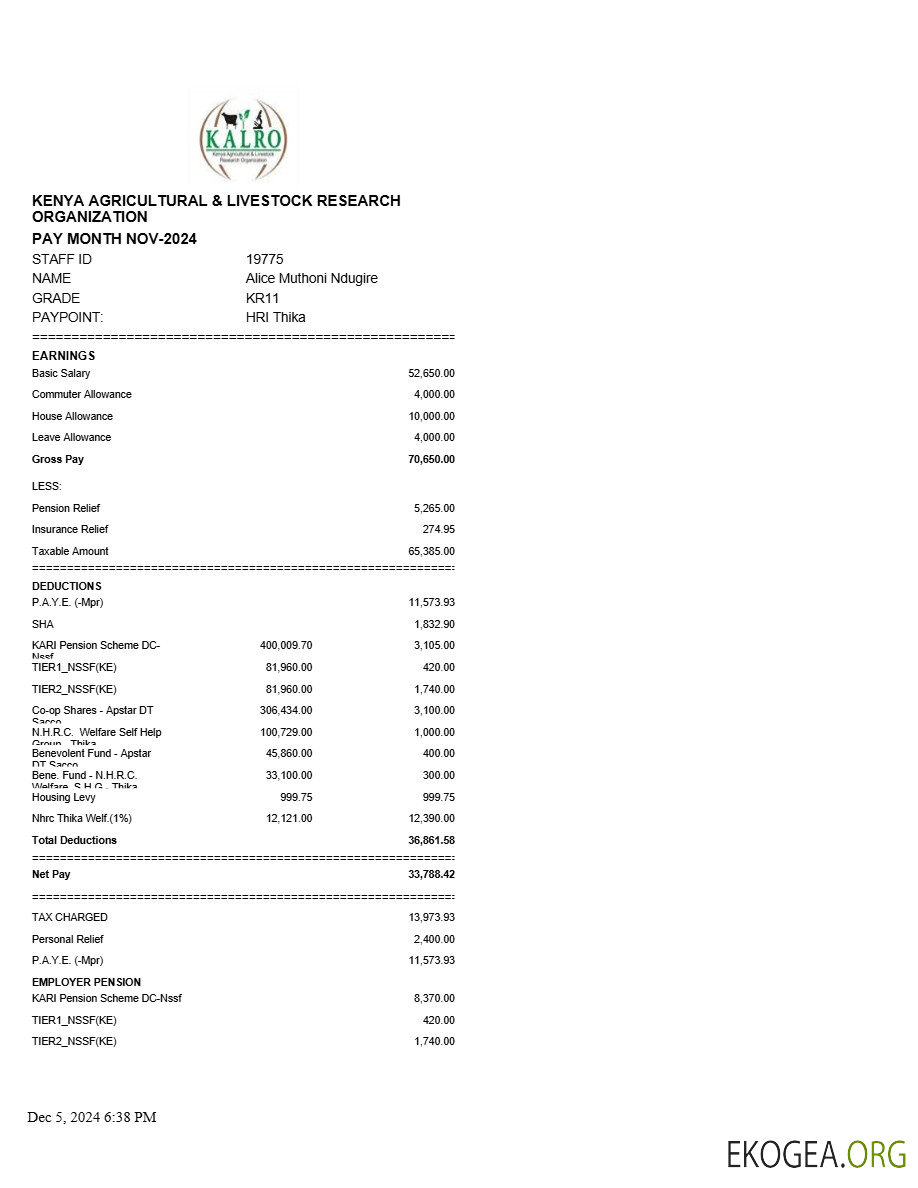 Modèle de fiche de paie de l'Organisation de recherche sur l'agriculture et l'élevage du Kenya aux formats Word et PDF.pdf, 1